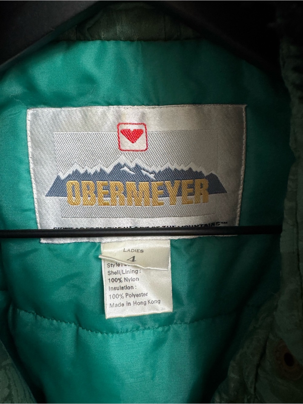 Obermeyer vintage Forest Green Bomber Jacket with Black Faux Fur Collar - Picture 8 of 9